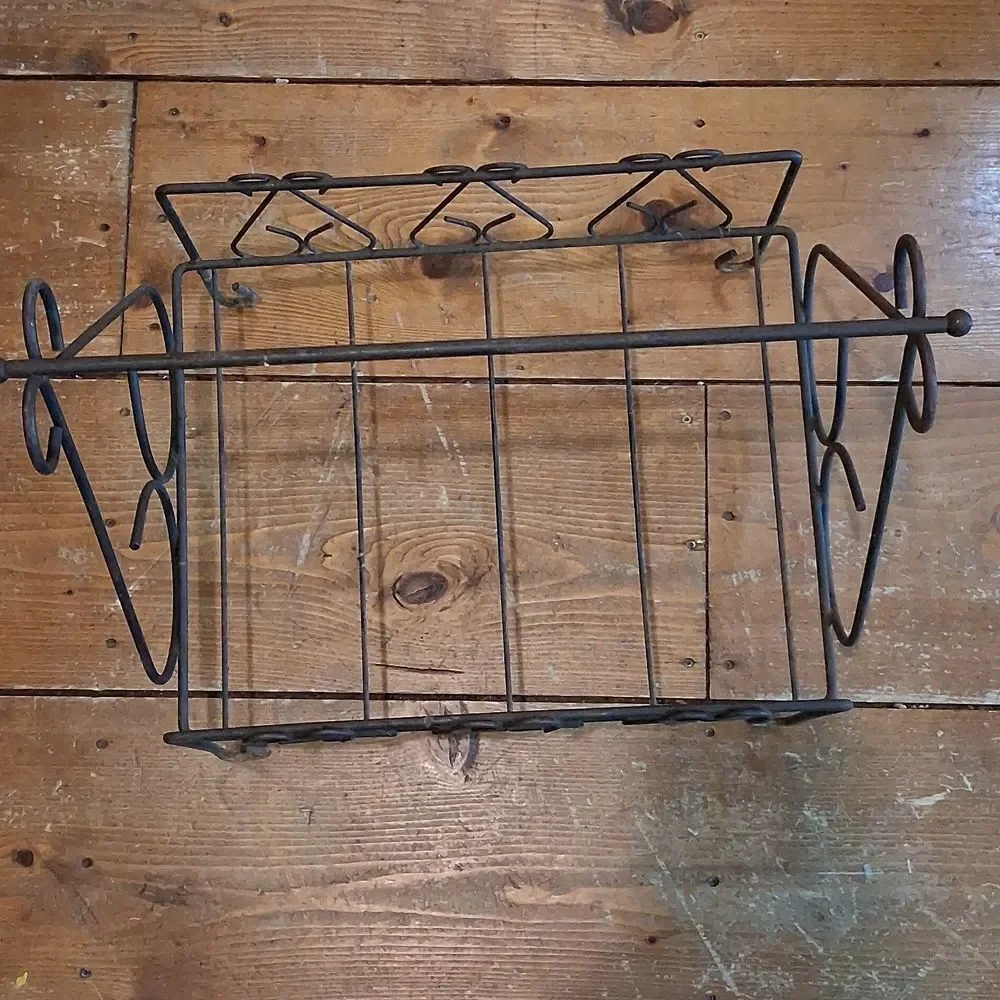 Vintage Original‎ Mid Century Black Metal Wire Magazine, Firewood, Towel Rack